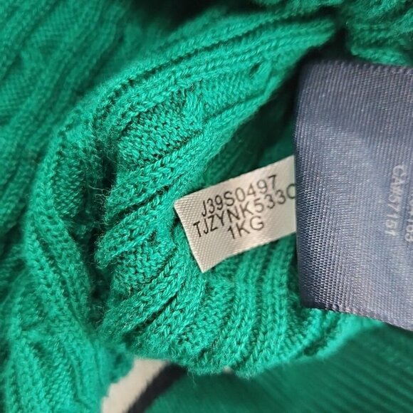 Tommy Hilfiger Cable Knit Sweater Women's XL Green V-Neck Long Sleeve EUC LN - Picture 4 of 13